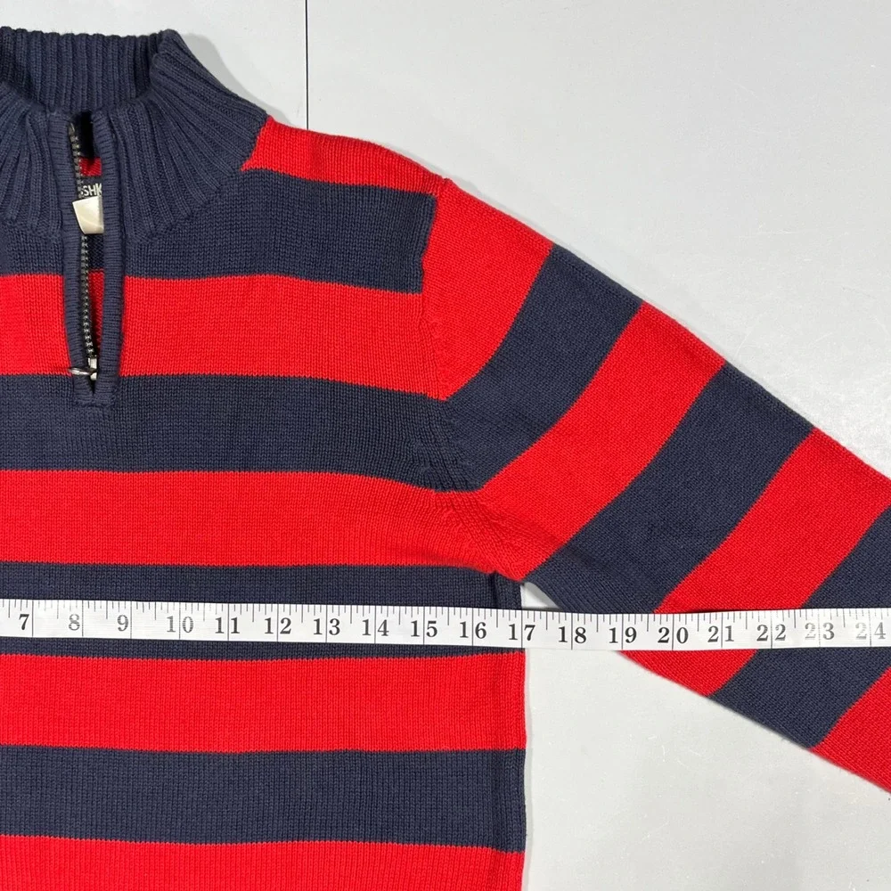 OshKosh Bgosh Kids Boys Preppy Striped Quarter Zip Cotton Sweater Size 12 Cozy